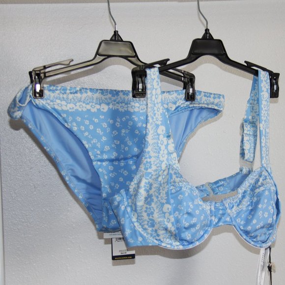 NWT Polo Ralph Lauren Underwire Bikini 2 piece Set Daisy Blue L - Picture 1 of 5